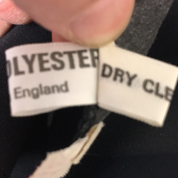 Elegant modest European Navy & ivory midi dress ruched tie waist from England - Picture 16 of 16